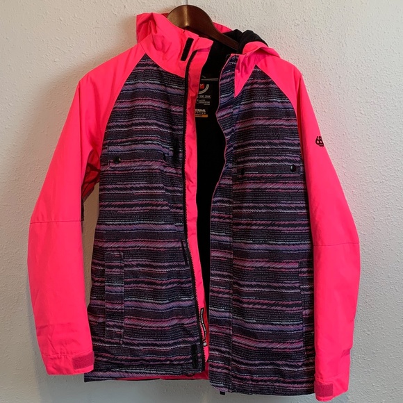 686 Girls Dream Insulated Snowboard Jacket XL Hibiscus Stripe Colorbloc